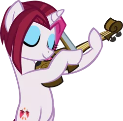 Size: 4092x4017 | Tagged: safe, artist:ironm17, derpibooru import, cayenne, pony, unicorn, absurd resolution, bipedal, bow (instrument), eyes closed, female, hoof hold, mare, musical instrument, simple background, smiling, solo, transparent background, vector, violin