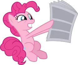 Size: 7146x6025 | Tagged: safe, artist:deyrasd, derpibooru import, pinkie pie, pony, daring done?, absurd resolution, newspaper, simple background, solo, transparent background, vector