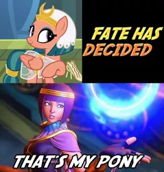 Size: 1179x1231 | Tagged: caption, daring done?, derpibooru import, edit, edited screencap, exploitable meme, human, image macro, meme, menat, safe, screencap, somnambula, street fighter, street fighter v, text, that's my pony, that's my x