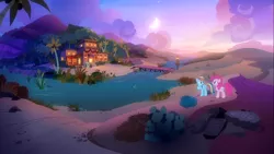 Size: 1920x1080 | Tagged: safe, derpibooru import, screencap, pinkie pie, rainbow dash, pony, daring done?, get on inn, scenery, scenery porn