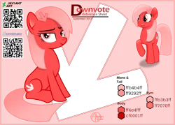 Size: 2200x1573 | Tagged: safe, artist:arifproject, derpibooru import, oc, oc:downvote, ponified, unofficial characters only, earth pony, pony, derpibooru, derpibooru ponified, downvote's downvotes, meta, movie accurate, reference sheet, simple background, solo, updated, vector