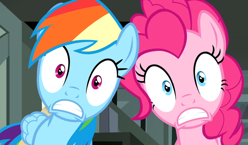 Size: 1847x1080 | Tagged: safe, derpibooru import, screencap, pinkie pie, rainbow dash, pony, daring done?, looking at you