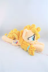 Size: 3648x5472 | Tagged: safe, artist:kazzysart, derpibooru import, pear butter, pony, the perfect pear, beanie (plushie), high res, irl, photo, plushie, prone, solo