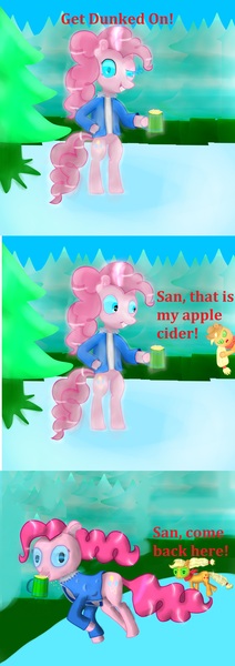 Size: 2000x5648 | Tagged: apple cider, applejack, apple japyrus, artist:tranvybang123456789, cup, derpibooru import, papyrus, papyrus (undertale), pinkie pie, safe, sans pie, sans (undertale), text, tree, undertale