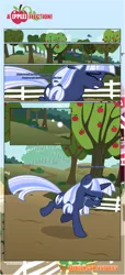 Size: 1919x4225 | Tagged: safe, artist:estories, derpibooru import, oc, oc:silverlay, unofficial characters only, pony, unicorn, comic:a(pple)ffection, comic, crying, female, mare, running, solo, sweet apple acres