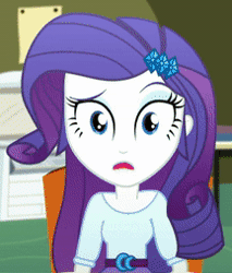 Size: 216x254 | Tagged: safe, derpibooru import, screencap, rarity, epic fails (equestria girls), eqg summertime shorts, equestria girls, animated, blinking, clothes, confused, gif, skirt, solo