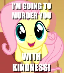 Size: 1136x1303 | Tagged: safe, artist:badumsquish, derpibooru import, edit, part of a set, fluttershy, pegasus, pony, badumsquish's kitties, caption, cute, female, image macro, looking up, meme, shyabetes, sitting, text, text edit, weapons-grade cute