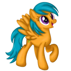 Size: 1000x1000 | Tagged: safe, artist:vinylbecks, derpibooru import, drizzledrips, pegasus, pony, background pony, female, mare, open mouth, raised hoof, simple background, solo, transparent background