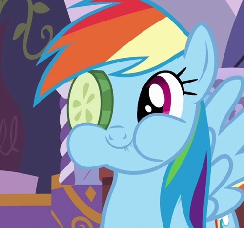 Size: 500x467 | Tagged: safe, derpibooru import, screencap, rainbow dash, pegasus, pony, aweeg*, cucumber, cucumber monocle, cucumber pirate, cute, dashabetes, eating, female, food, mare, puffy cheeks, reaction image, smiling