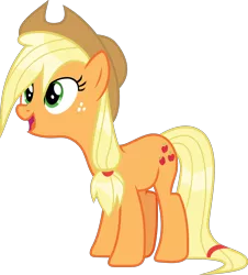 Size: 2413x2669 | Tagged: safe, artist:frownfactory, derpibooru import, applejack, earth pony, pony, campfire tales, .svg available, applejack's hat, blonde, cowboy hat, cutie mark, female, green eyes, hat, mare, ponytail, simple background, solo, svg, transparent background, vector, wet, wet mane