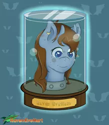 Size: 1000x1140 | Tagged: safe, artist:jacod, derpibooru import, oc, oc:raven eve'hart, unofficial characters only, earth pony, pony, colored pupils, disembodied head, ear piercing, earring, earth pony oc, futurama, head in a jar, jar, jewelry, piercing, smiling, solo