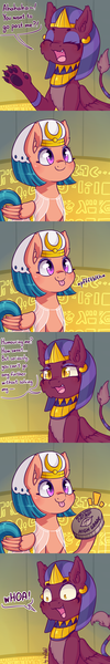 Size: 1280x7680 | Tagged: safe, artist:dsp2003, derpibooru import, somnambula, sphinx (character), pegasus, pony, sphinx, temmie, daring done?, :p, beanbrows, behaving like a cat, blushing, catnip, comic, cute, duo, eyebrows, female, flappy bird, kitty sphinx, konami code, mare, open mouth, pac-man, parody, paws, somnambetes, sphinxdorable, tongue out, underpaw, undertale, whoa