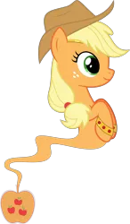 Size: 6400x10984 | Tagged: safe, artist:parclytaxel, derpibooru import, applejack, earth pony, genie, genie pony, pony, ain't never had friends like us, .svg available, absurd resolution, armband, bottle, female, floating, headband, mare, simple background, smiling, solo, transparent background, vector