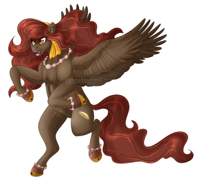 Size: 880x780 | Tagged: safe, artist:bijutsuyoukai, derpibooru import, oc, oc:cat's pyjamas, unofficial characters only, pegasus, pony, bipedal, female, jewelry, mare, necklace, simple background, solo, transparent background, watermark