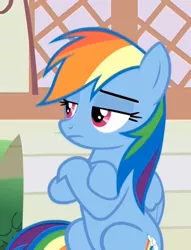 Size: 666x870 | Tagged: safe, derpibooru import, screencap, rainbow dash, pony, daring done?, crossed arms, solo