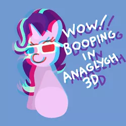 Size: 600x600 | Tagged: 3d, 3d glasses, 3d glasses needed, anaglyph 3d, artist:threetwotwo32232, boop, derpibooru import, meme, safe, solo, starlight glimmer, text, wow, wow! glimmer