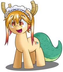 Size: 1257x1442 | Tagged: safe, artist:sykobelle, derpibooru import, ponified, dracony, dragon, hybrid, pony, crossover, cute, cute little fangs, fangs, kobayashi-san chi no maid dragon, miss kobayashi's dragon maid, simple background, solo, tohru, transparent background