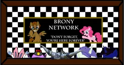 Size: 771x404 | Tagged: artist:mr square, banner, brony network, derpibooru import, header, oc, oc:bn king, otakubrawler, pinkie pie, safe, winef, you're here forever