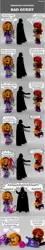 Size: 789x4348 | Tagged: safe, artist:whatthehell!?, derpibooru import, edit, adagio dazzle, sunset shimmer, equestria girls, boots, cape, clothes, darth vader, doll, easel, engrish, equestria girls minis, eqventures of the minis, helmet, injured, irl, jacket, lamp, mask, parody, photo, shoes, skirt, star wars, toy