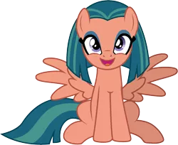 Size: 1105x901 | Tagged: safe, artist:cloudyglow, derpibooru import, somnambula, pegasus, pony, daring done?, cute, female, happy, looking at you, mare, missing accessory, open mouth, simple background, sitting, smiling, solo, spread wings, transparent background, vector, wings