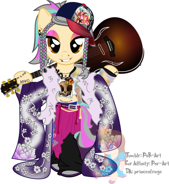 Size: 1148x1250 | Tagged: artist:princeofrage, bipedal, cap, clothes, derpibooru import, hat, jrock, kimono (clothing), miyavi, oc, plushie, safe, sandals, semi-anthro, simple background, solo, transparent background, visual kei