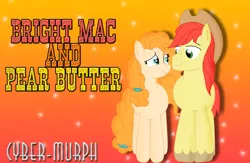 Size: 2815x1836 | Tagged: safe, artist:cyber-murph, derpibooru import, bright mac, pear butter, earth pony, pony, the perfect pear, applejack's parents, brightbutter, couple, cowboy hat, cute, female, hat, husband and wife, love, male, mare, pearabetes, shipping, signature, stallion, straight