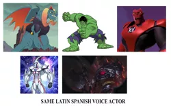 Size: 7300x4724 | Tagged: absurd resolution, atrocitus, avengers: earth's mightiest heroes, derpibooru import, dragon, dragon lord torch, elemental hero neos, exploitable meme, green lantern: the animated series, juan carlos tinoco, league of legends, meme, safe, same voice actor, sion, spanish, the incredible hulk, yu-gi-oh!, yu-gi-oh! gx