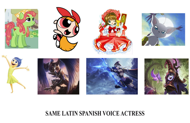 Size: 7300x4724 | Tagged: absurd resolution, ashe, blossom (powerpuff girls), cardcaptor sakura, cristina hernández, derpibooru import, digimon, digimon adventure, exploitable meme, gatomon, inside out, joy, league of legends, lulu (league of legends), meme, quinn, safe, sakura kinomoto, same voice actor, spanish, the powerpuff girls, tree hugger