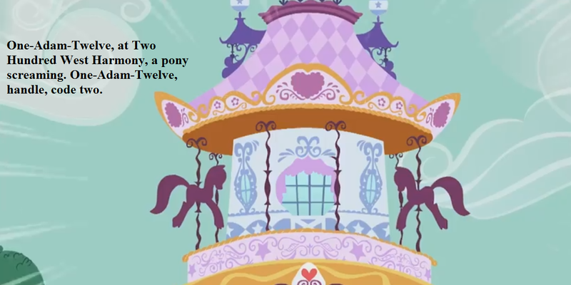 Size: 1200x600 | Tagged: adam-12, carousel boutique, cropped, derpibooru import, edit, edited screencap, gale force sound, implied rarity, it isn't the mane thing about you, no pony, safe, screencap