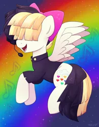 Size: 2340x3000 | Tagged: safe, artist:moozua, derpibooru import, songbird serenade, pegasus, pony, my little pony: the movie, female, headworn microphone, mare, rainbow, rainbow (song), sia (singer), sparkles