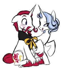 Size: 1024x1191 | Tagged: safe, artist:azure-art-wave, derpibooru import, oc, oc:bâton rouge, oc:lucent, unofficial characters only, pony, unicorn, facial hair, goatee, male, moustache, offspring, parent:fancypants, parent:fleur-de-lis, parents:fancyfleur, siblings, simple background, stallion, transparent background