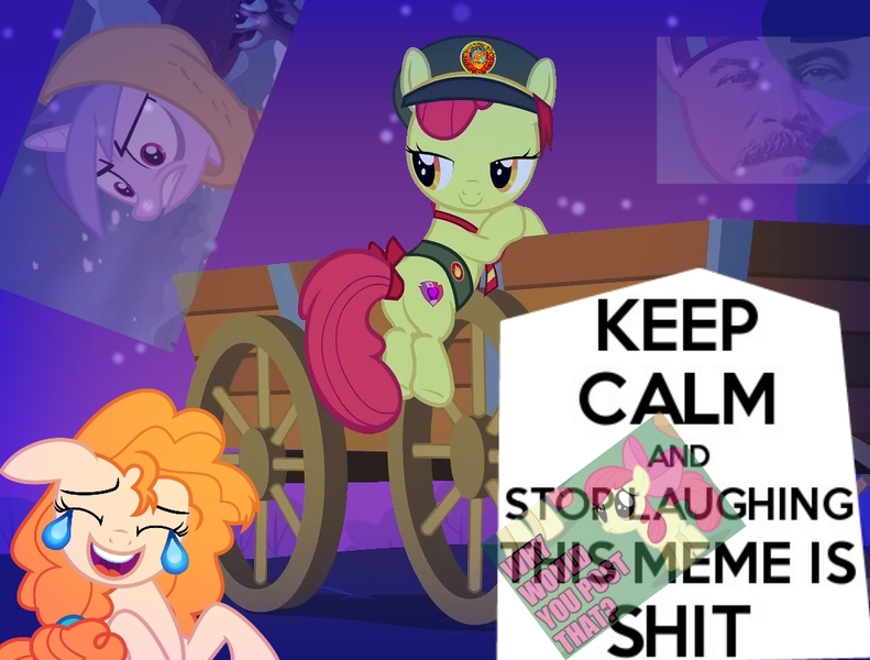 Size: 1068x810 | Tagged: 😂, 28 pranks later, apple bloom, butt, cart, communism, crying, cutie mark, dank memes, derpibooru import, edit, editor:theodysseyedits, filly scouts, ghost, hearth's warming eve (episode), image macro, josef stalin, keep calm and carry on, laughing, lidded eyes, meme, pear butter, photoshop, plot, safe, seafoam, sea swirl, stalin glimmer, starlight glimmer, tears of joy, the cmc's cutie marks, the perfect pear, triple threat, undead, vulgar, why would you post that