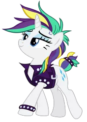 Size: 1530x2160 | Tagged: safe, artist:remcmaximus, derpibooru import, rarity, pony, unicorn, it isn't the mane thing about you, alternate hairstyle, clothes, female, mare, punk, raripunk, simple background, solo, transparent background, vector