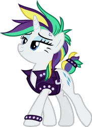 Size: 1306x1795 | Tagged: safe, artist:charity-rose, derpibooru import, rarity, pony, unicorn, it isn't the mane thing about you, alternate hairstyle, clothes, female, mare, punk, raripunk, simple background, solo, transparent background, vector