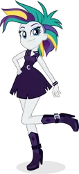 Size: 3918x8622 | Tagged: safe, artist:punzil504, derpibooru import, rarity, equestria girls, it isn't the mane thing about you, absurd resolution, alternate hairstyle, boots, clothes, dress, equestria girls interpretation, female, high heel boots, looking at you, miniskirt, punk, raised leg, raripunk, scene interpretation, shoes, short hair, simple background, skirt, smiling, solo, that was fast, transparent background, vector