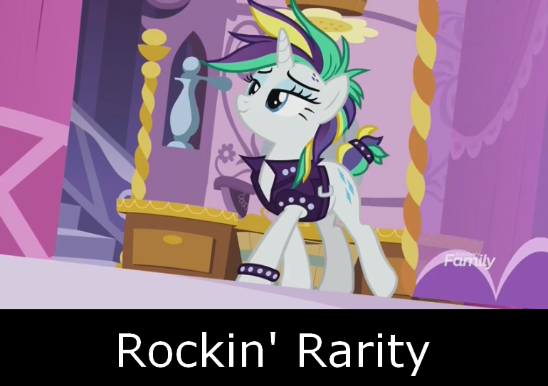 Size: 770x543 | Tagged: safe, artist:arima, derpibooru import, screencap, rarity, pony, unicorn, it isn't the mane thing about you, alternate hairstyle, clothes, discovery family logo, female, jacket, leather jacket, mare, mohawk, punk, raripunk, rockin' rarity, solo