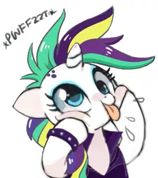 Size: 649x735 | Tagged: safe, artist:anonymous, artist:suikuzu, derpibooru import, edit, rarity, pony, unicorn, it isn't the mane thing about you, alternate hairstyle, cute, derp, drawthread, female, mare, onomatopoeia, punk, pwffzzt, rarara, raribetes, raripunk, raspberry, raspberry noise, silly, silly pony, solo, tongue out