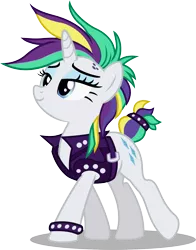Size: 1200x1531 | Tagged: safe, artist:seahawk270, derpibooru import, rarity, pony, unicorn, it isn't the mane thing about you, alternate hairstyle, clothes, female, mare, punk, raripunk, short hair, simple background, smiling, solo, transparent background, vector