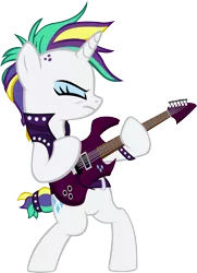 Size: 2945x4062 | Tagged: safe, artist:ironm17, derpibooru import, rarity, pony, unicorn, it isn't the mane thing about you, alternate hairstyle, bipedal, bracelet, clothes, crossing the memes, electric guitar, eyes closed, female, guitar, guitarity, jacket, leather jacket, mare, meme, metal, musical instrument, punk, raripunk, simple background, solo, spiked wristband, that was fast, transparent background, vector, wristband