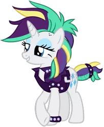 Size: 1024x1256 | Tagged: safe, artist:bezziie, derpibooru import, rarity, pony, unicorn, it isn't the mane thing about you, alternate hairstyle, cute, female, mare, punk, raribetes, raripunk, simple background, solo, transparent background, watermark