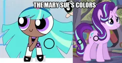 Size: 739x380 | Tagged: background pony strikes again, bliss (powerpuff girls 2016), comparison, derpibooru import, drama, mary sue, powerpuff girls 2016, safe, spoilers for another series, starlight drama, starlight glimmer, the powerpuff girls