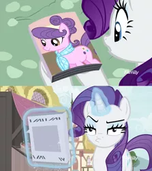 Size: 1314x1473 | Tagged: safe, derpibooru import, edit, edited screencap, screencap, rarity, suri polomare, pony, unicorn, it isn't the mane thing about you, book, exploitable, female, magazine, magazine cover rarity, mare, solo