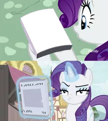 Size: 1314x1473 | Tagged: safe, derpibooru import, edit, edited screencap, screencap, rarity, pony, unicorn, it isn't the mane thing about you, book, exploitable, female, magazine, magazine cover rarity, mare, solo, template