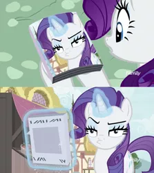 Size: 1314x1473 | Tagged: safe, derpibooru import, edit, edited screencap, screencap, rarity, pony, unicorn, it isn't the mane thing about you, book, female, magazine, magazine cover rarity, mare, solo