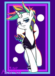 Size: 1400x1920 | Tagged: safe, artist:milkitalix, derpibooru import, rarity, unicorn, it isn't the mane thing about you, alternate hairstyle, clothes, female, mare, punk, raripunk, short hair, solo