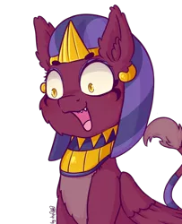 Size: 1040x1280 | Tagged: artist:dsp2003, behaving like a cat, bust, daring done?, derpibooru import, exploitable, female, open mouth, reaction image, safe, simple background, solo, sphinx, sphinx (character), sphinxdorable, transparent background, whoa