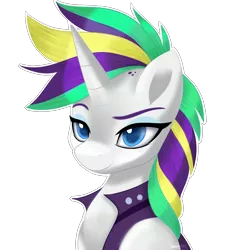 Size: 1920x1920 | Tagged: safe, artist:mlp-firefox5013, derpibooru import, rarity, pony, unicorn, it isn't the mane thing about you, alternate hairstyle, clothes, female, mare, punk, raripunk, simple background, smiling, solo, transparent background