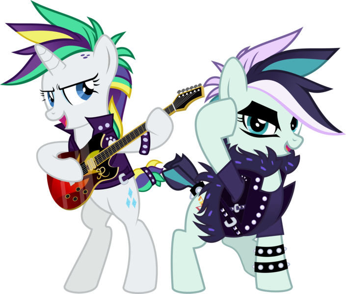 Size: 7095x6039 | Tagged: absurd resolution, alternate costumes, alternate hairstyle, artist:jhayarr23, bipedal, clothes, coloratura, countess coloratura, derpibooru import, electric guitar, female, guitar, it isn't the mane thing about you, lesbian, musical instrument, open mouth, punk, rarararara, raripunk, rarity, safe, shipping, simple background, transparent background