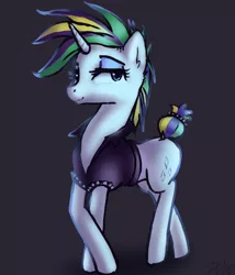 Size: 1024x1195 | Tagged: safe, artist:penny-wren, derpibooru import, rarity, pony, unicorn, it isn't the mane thing about you, alternate hairstyle, clothes, female, mare, punk, raripunk, simple background, smiling, solo