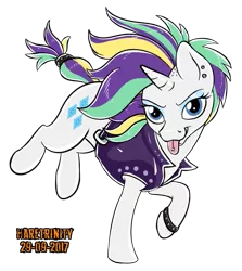 Size: 589x659 | Tagged: alternate hairstyle, artist:haretrinity, derpibooru import, it isn't the mane thing about you, piercing, punk, raripunk, rarity, safe, solo, tongue piercing